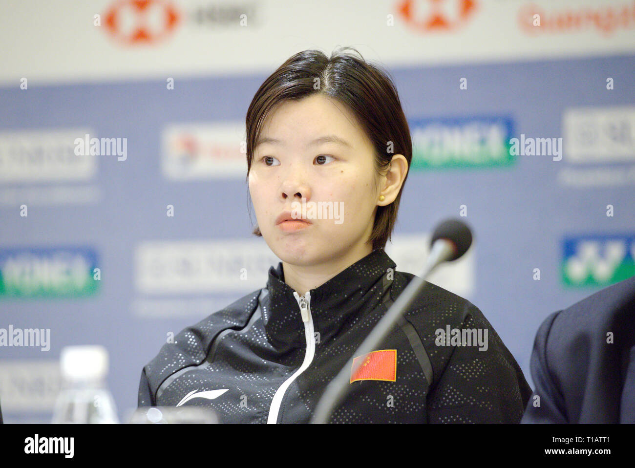 New Delhi, India. 25th March 2019. Li Xuerui of China at the press ...