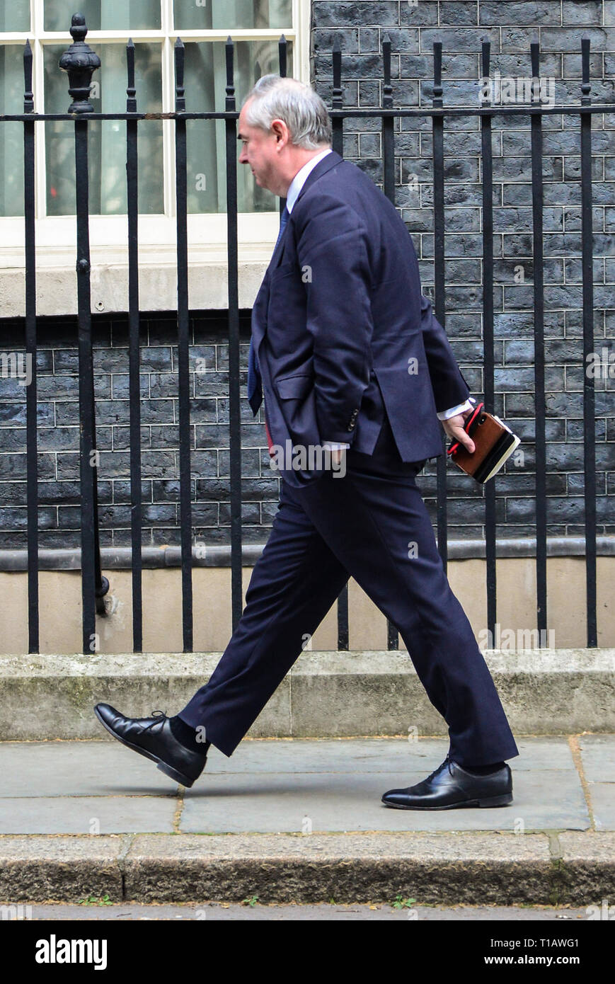 London 25rd March 2019:Geoffrey Cox MP QC, Attorney General arrives for a Cabinet meeting. Credit: Claire Doherty/Alamy Live News Stock Photo