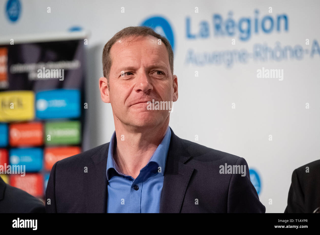 Lyon, France. 25th March, 2019. Christian Prudhomme director of the Tour de France Credit: FRANCK CHAPOLARD/Alamy Live News Stock Photo