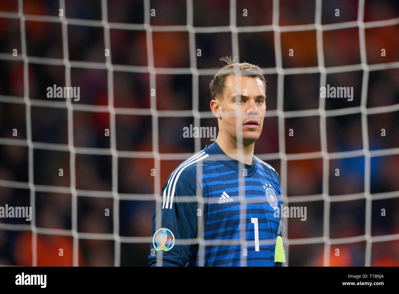 Amsterdam, Netherlands. 24th Mar, 2019. Manuel NEUER, DFB 1 goalkeeper, Emotions, feelings, reaction, anger, furious, scream, rage, action, aggressive, aggression, half-size, portrait, NETHERLANDS - GERMANY 2-3 Important: DFB regulations prohibit any use of photographs as image sequences and/or quasi-video. Qualification for European Championships, EM Quali, 2020 Season 2018/2019, March 24, 2019 in Amsterdam, Netherlands. Credit: Peter Schatz/Alamy Live News Stock Photo