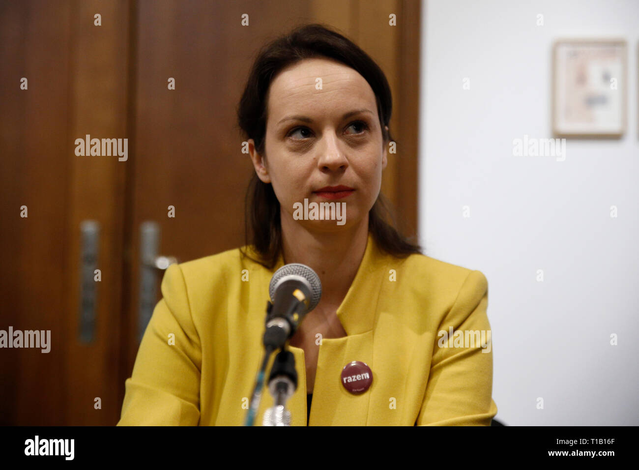 Brussels, Belgium. 25th March 2019. Yanis Varoufakis, lead Member of European Parliament candidate for the movement European Spring attends in press conference. Alexandros Michailidis/Alamy Live News Stock Photo