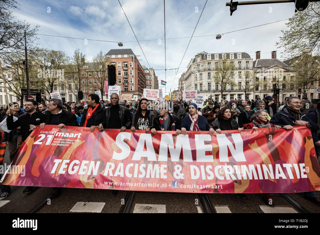 Amsterdam Netherlands 23rd Mar 2019 Protesters Are Seen Holding A Banner And Placards During The Demonstration