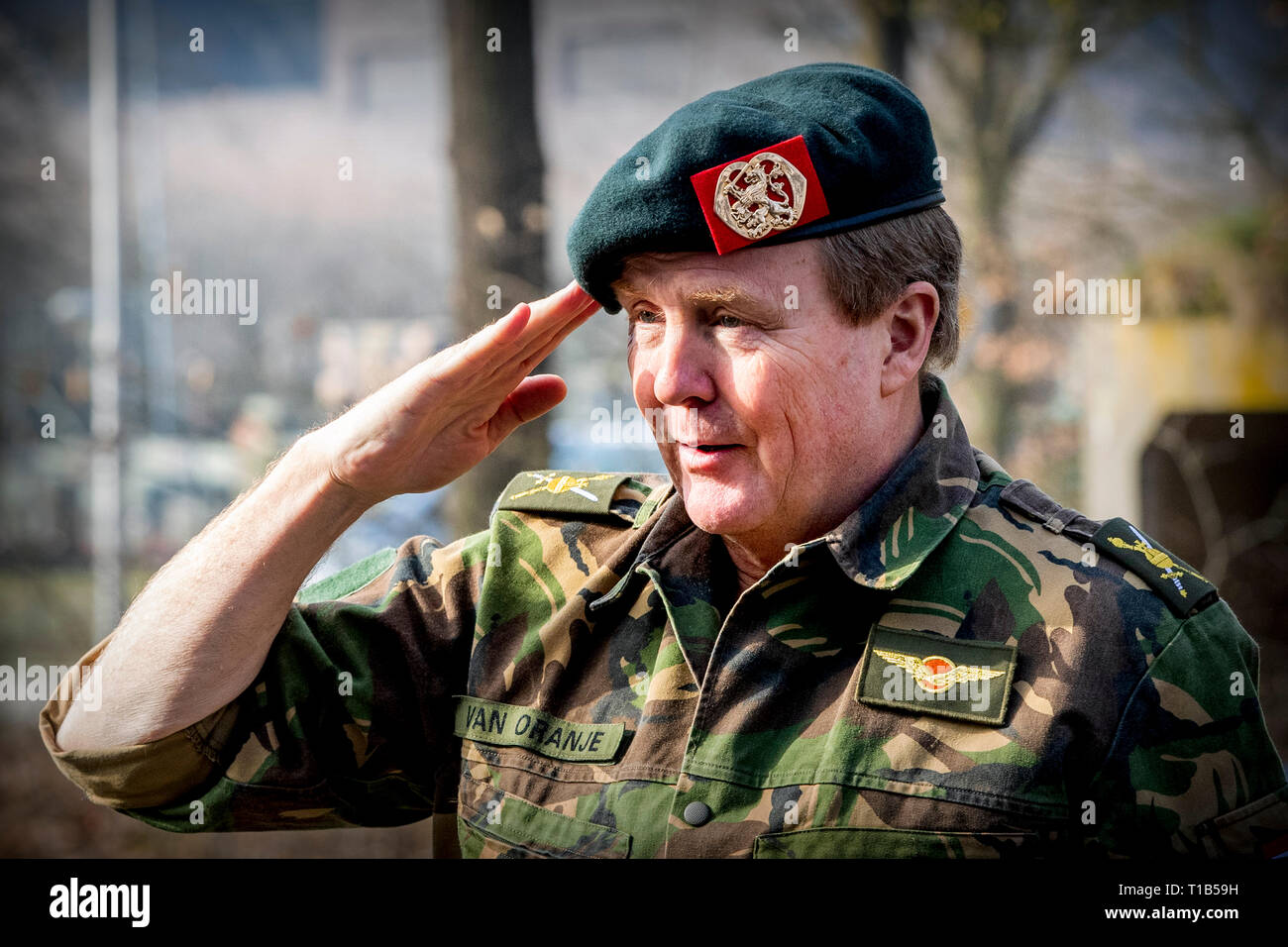 VREDEPEEL - King Willem Alexander visits military defense base, Vredepeel, the Netherlands - 22 Mar 2019 copyruht robin utrecht Stock Photo