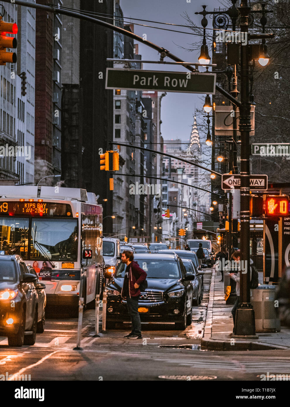 New York City from street level in winter. Stock Photo