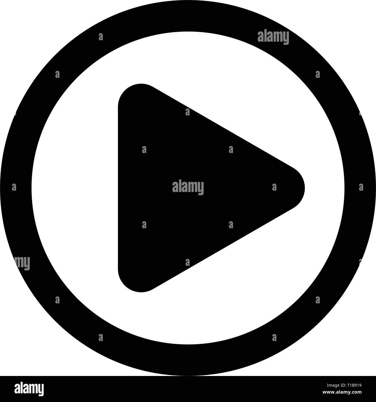 Play button icon - black classic, isolated - vector illustration Stock Vector