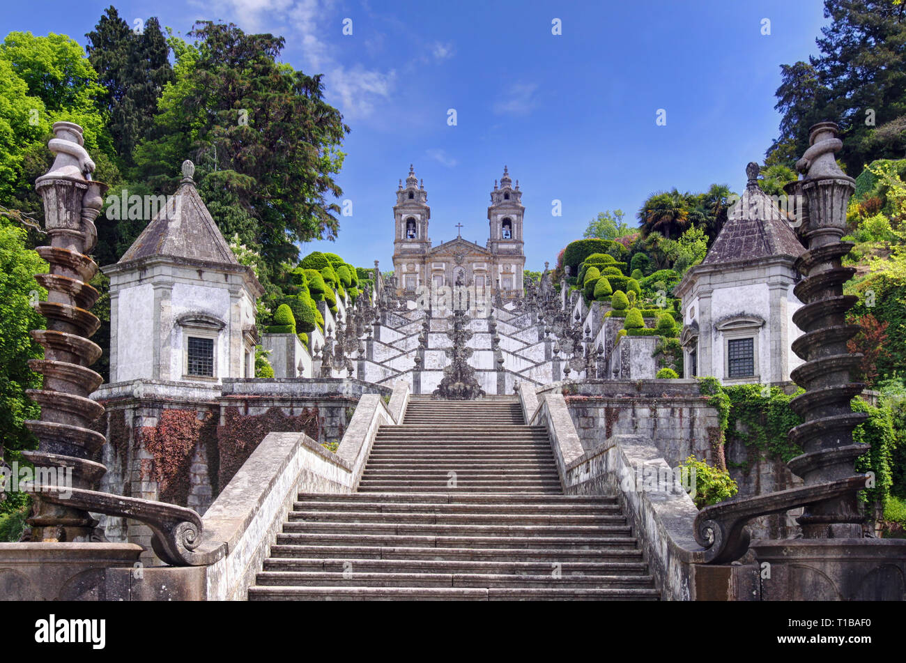 Stairway to the church of Bom Jesus do Monte in Braga, Portugal Stock Photo