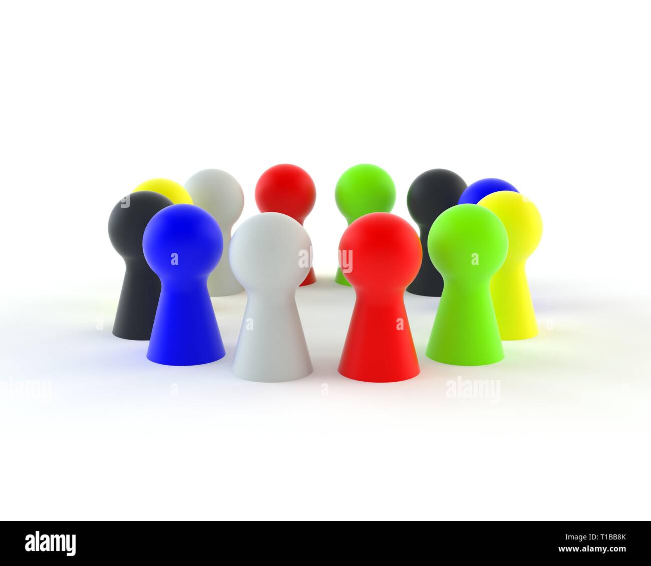Figures in different colors in circle Stock Photo