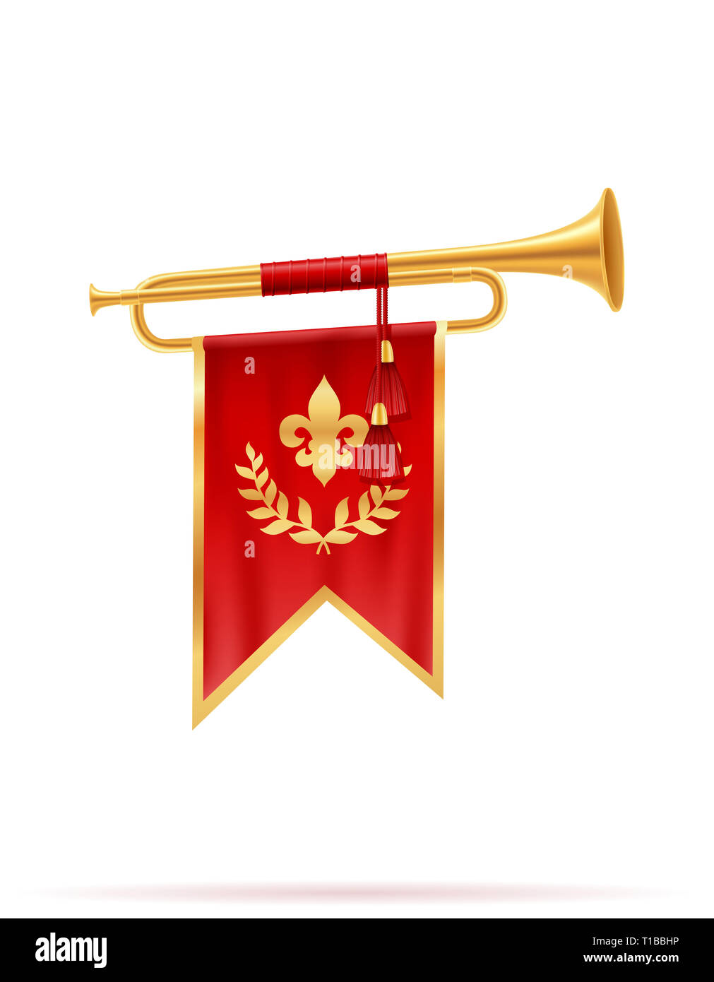 king royal golden horn trumpet vector illustration isolated on white