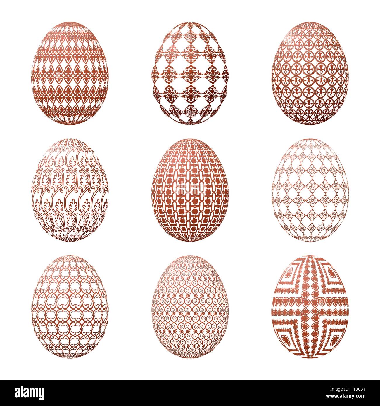 Easter eggs isolated on white background. Vector illustration Stock Vector