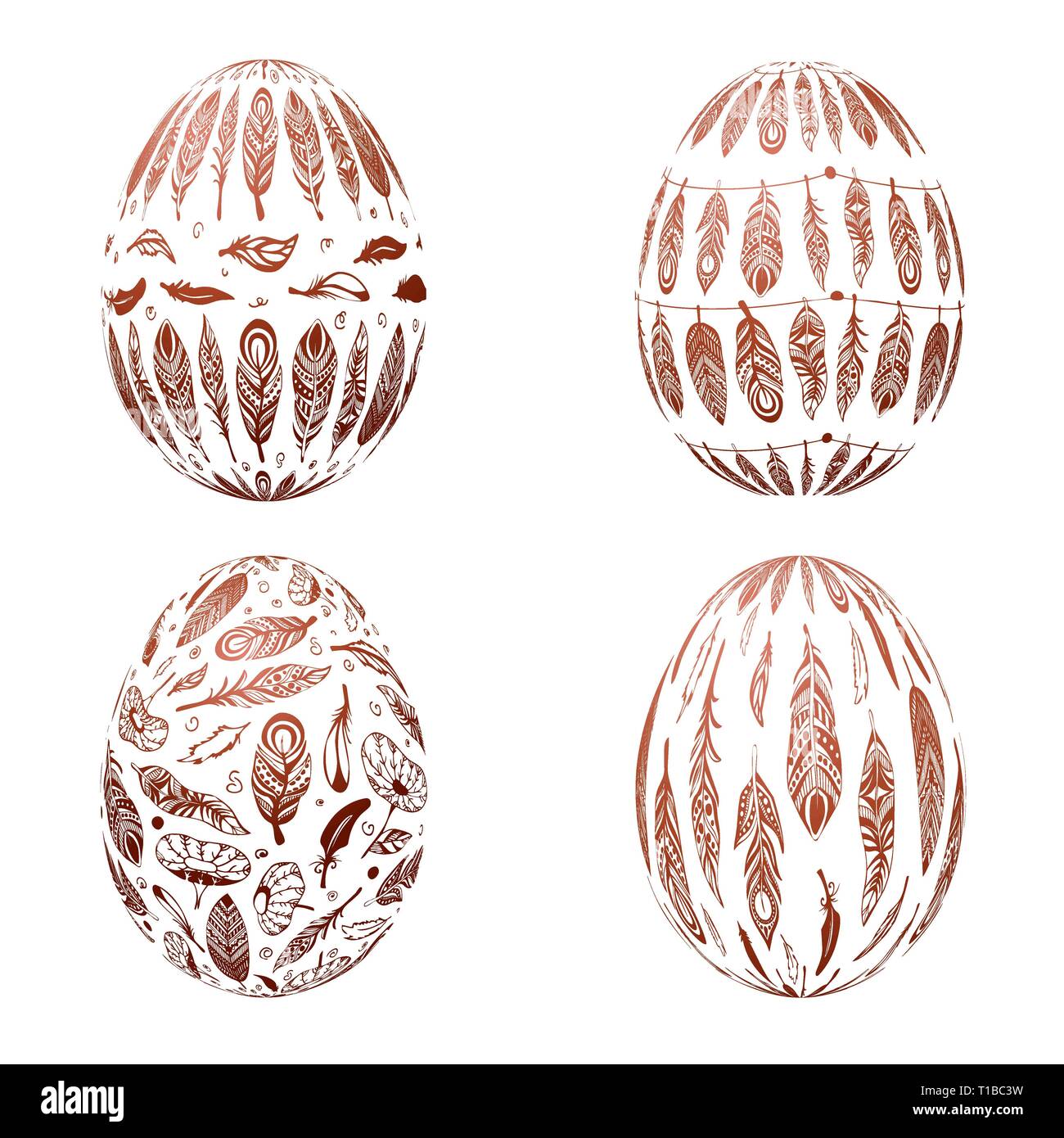 Easter eggs isolated on white background. Vector illustration Stock Vector