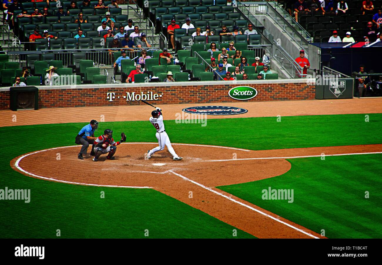ATLANTA, GEORGIA - September 5, 2018: The Atlanta Braves home opener is on April 1, 2019 against the Chicago Cubs Stock Photo