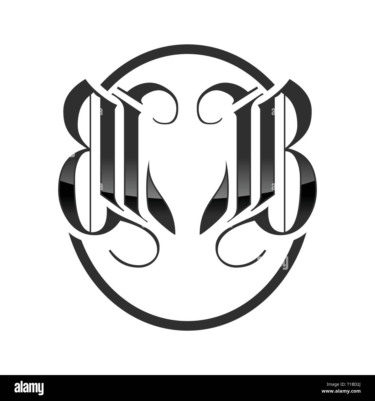 BB Initials Classic Royal Fox Emblem Vector Graphic Logo Design Template Stock Vector