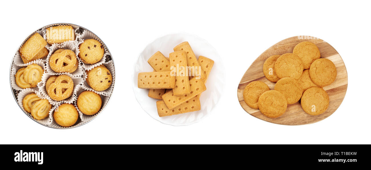 A set of isolated Christmas biscuits. Danish butter cookies, British