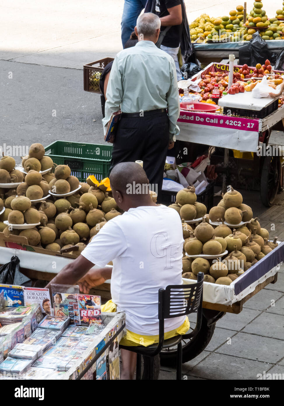 CALI, COLOMBIA - FEBRUARY, 2019: Fruit street vendors in Cali Stock Photo