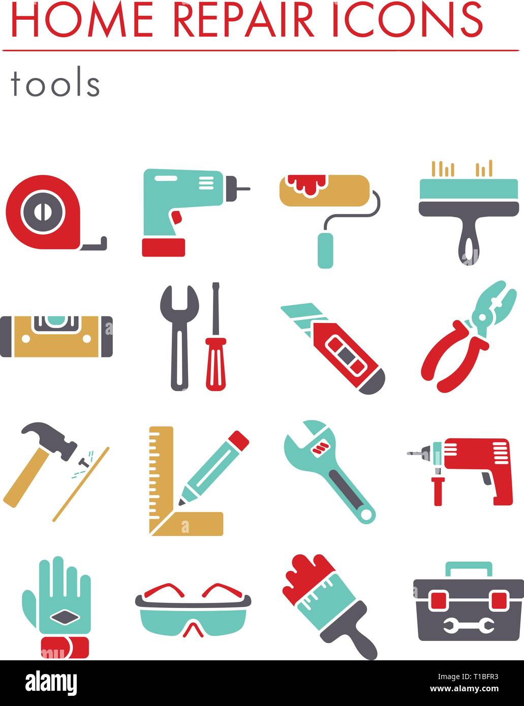 Building, construction and home repair tools icons. Vector design and ...