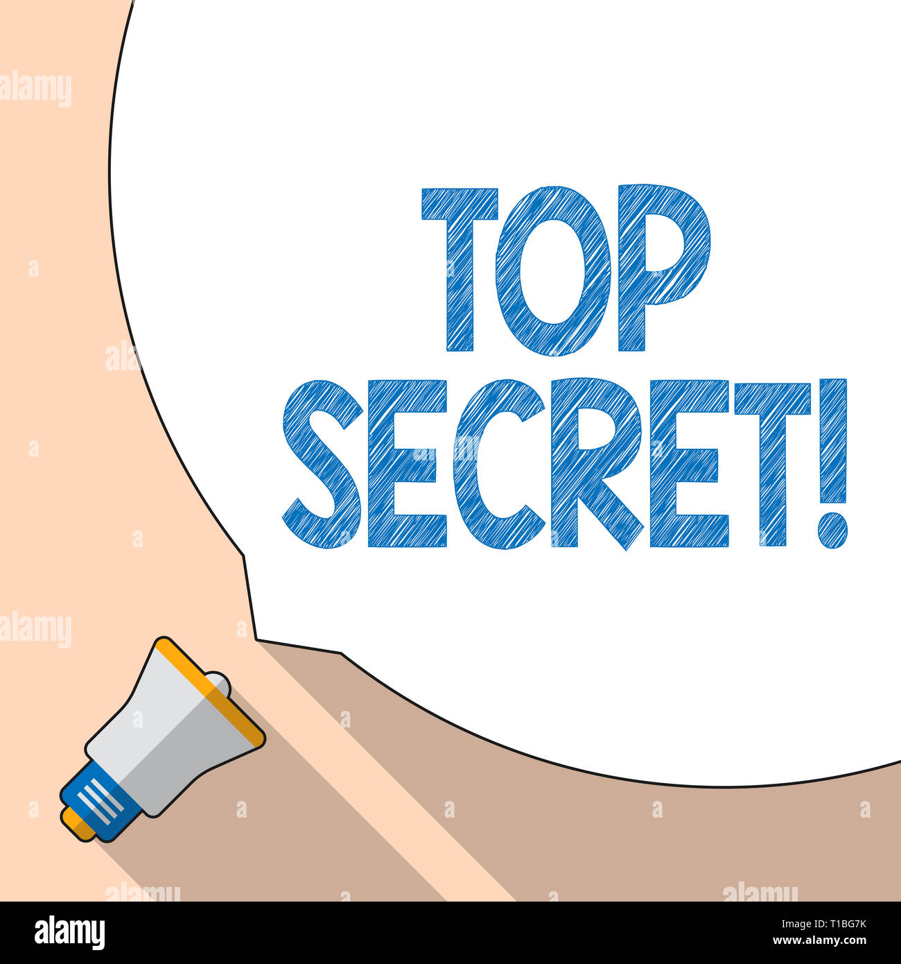 Writing note showing Top Secret. Business concept for highest secrec highly confidential files informations or places White Speech Bubble Occupying Ha Stock Photo
