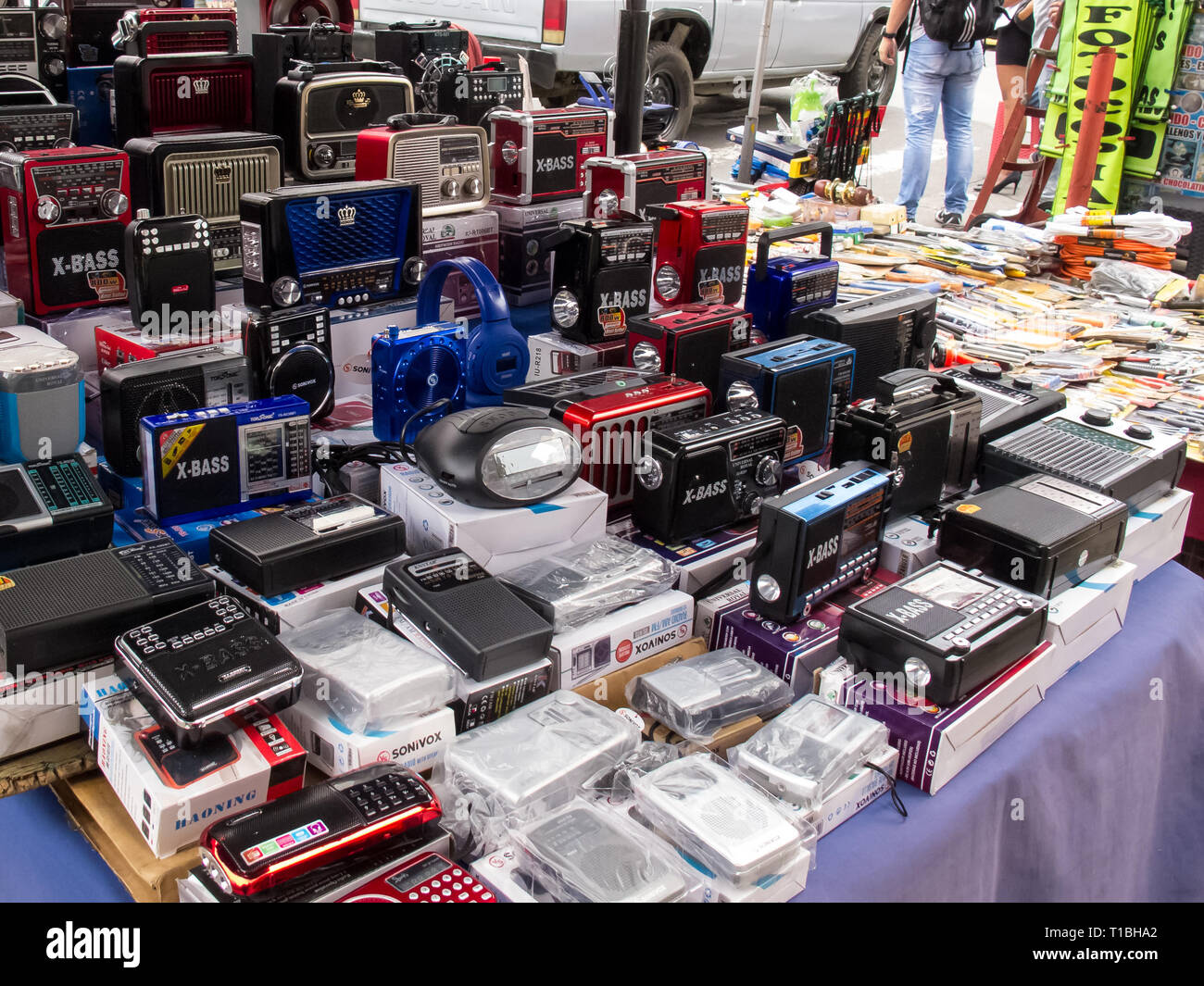 CALI, COLOMBIA FEBRUARY, 2019 Street sell of vintage style battery