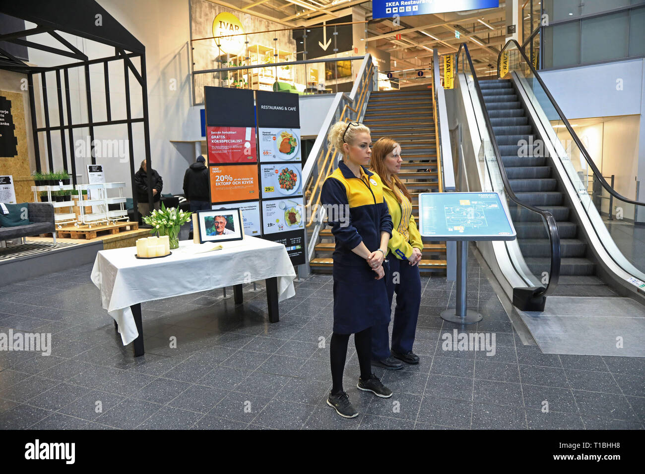 LINKÖPING 20180128 A silence minute on Ikea the day after the announcement that Ikea's founder and owner Ingvar Kamprad died at the age of 91. Photo Jeppe Gustafsson Stock Photo