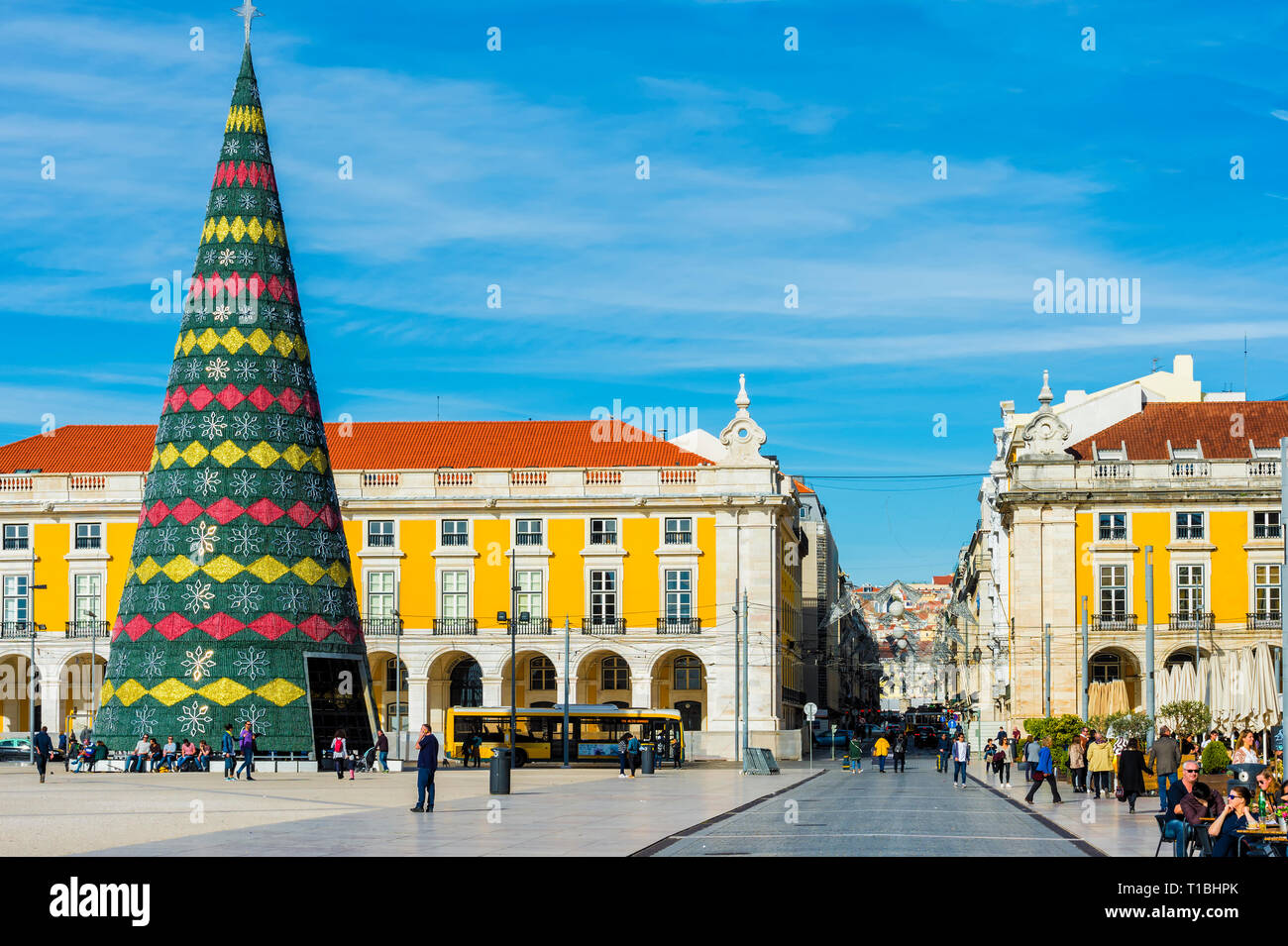 Praça do Comercio square at Christmas time, Lisbon, Portugal Stock Photo