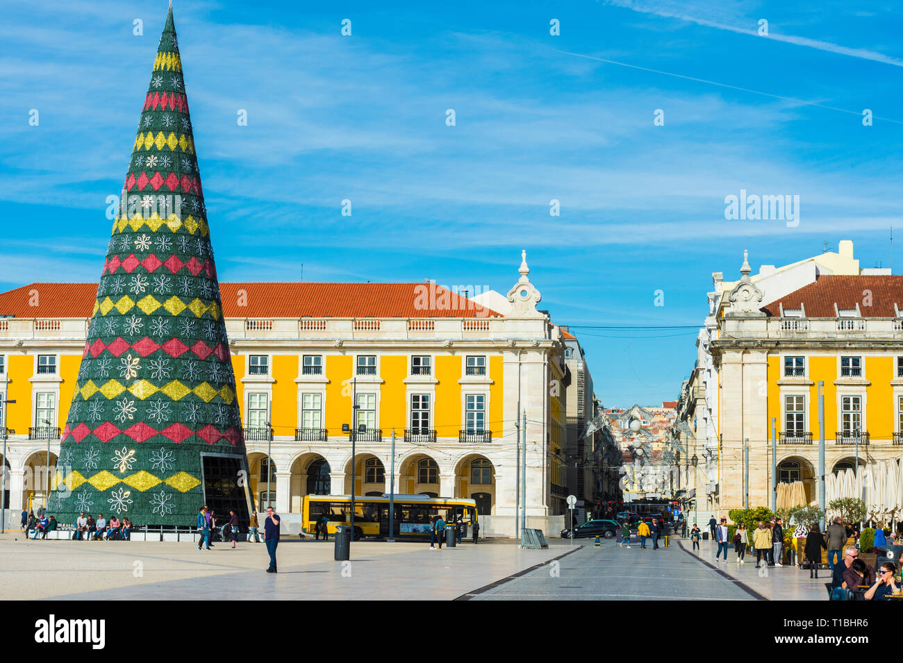 Praça do Comercio square at Christmas time, Lisbon, Portugal Stock Photo