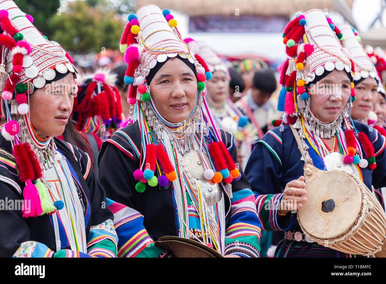 Akha woman with traditional clothes on Akha Swing Festival Stock Photo ...