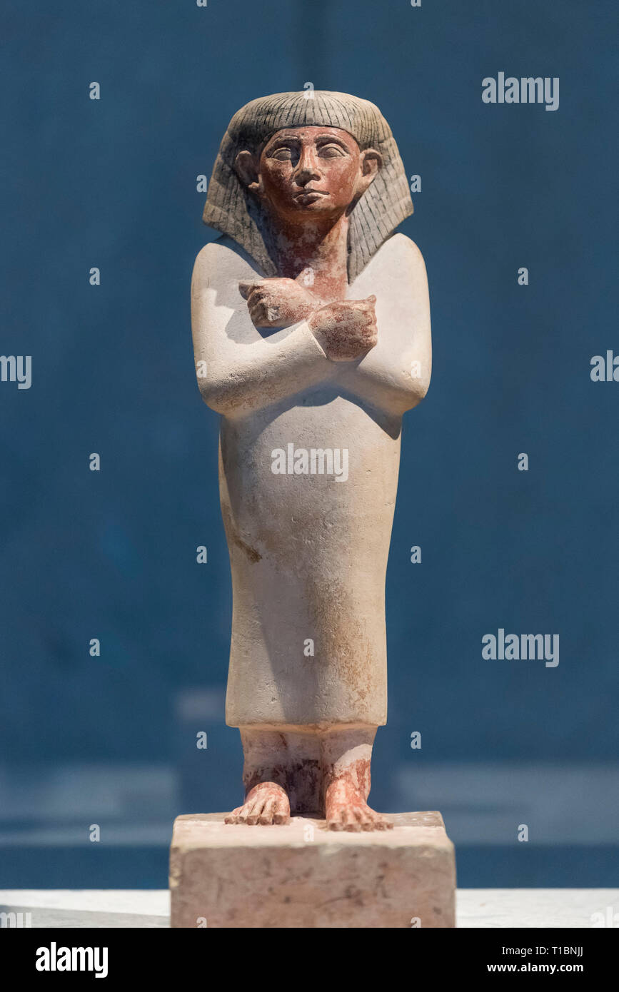 Berlin. Germany. Cloaked figure of Antef II (Intef), ancient Egyptian statuette. Neues Museum. Middle Kingdom Period, Late 11th, early 12th Dynasty, c Stock Photo