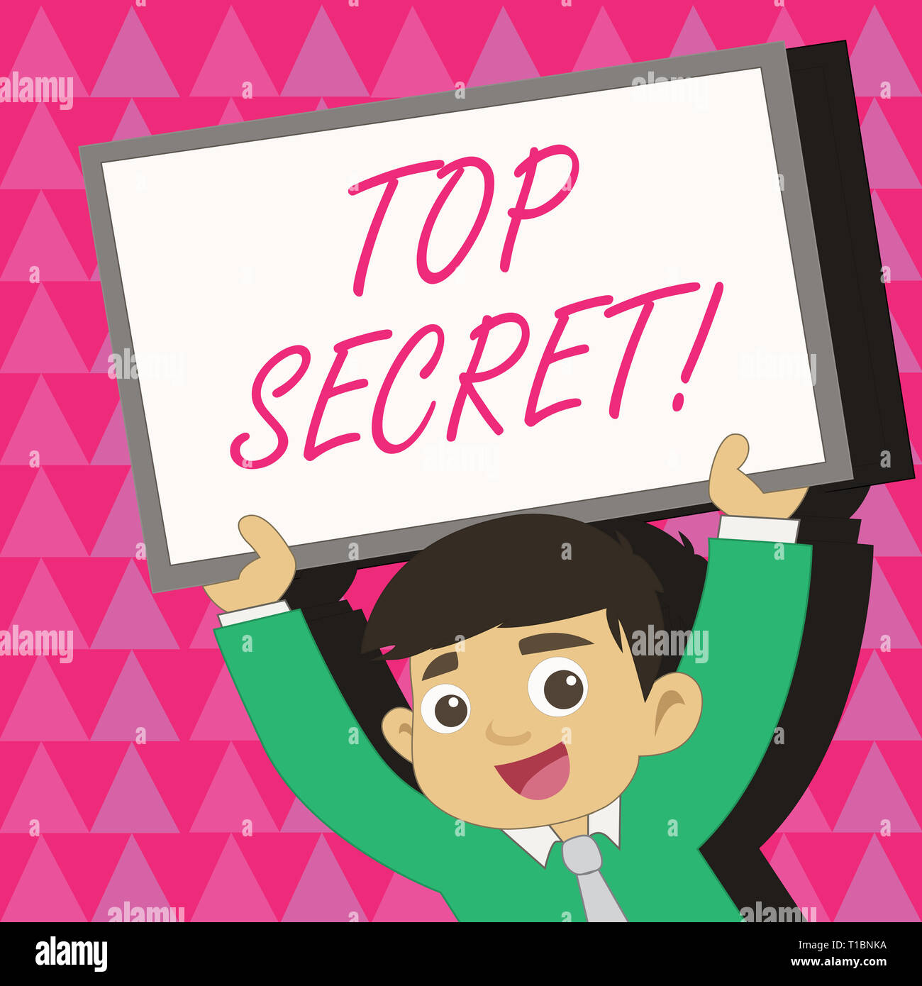 Conceptual hand writing showing Top Secret. Concept meaning highest secrec highly confidential files informations or places Young Student Raising Upwa Stock Photo