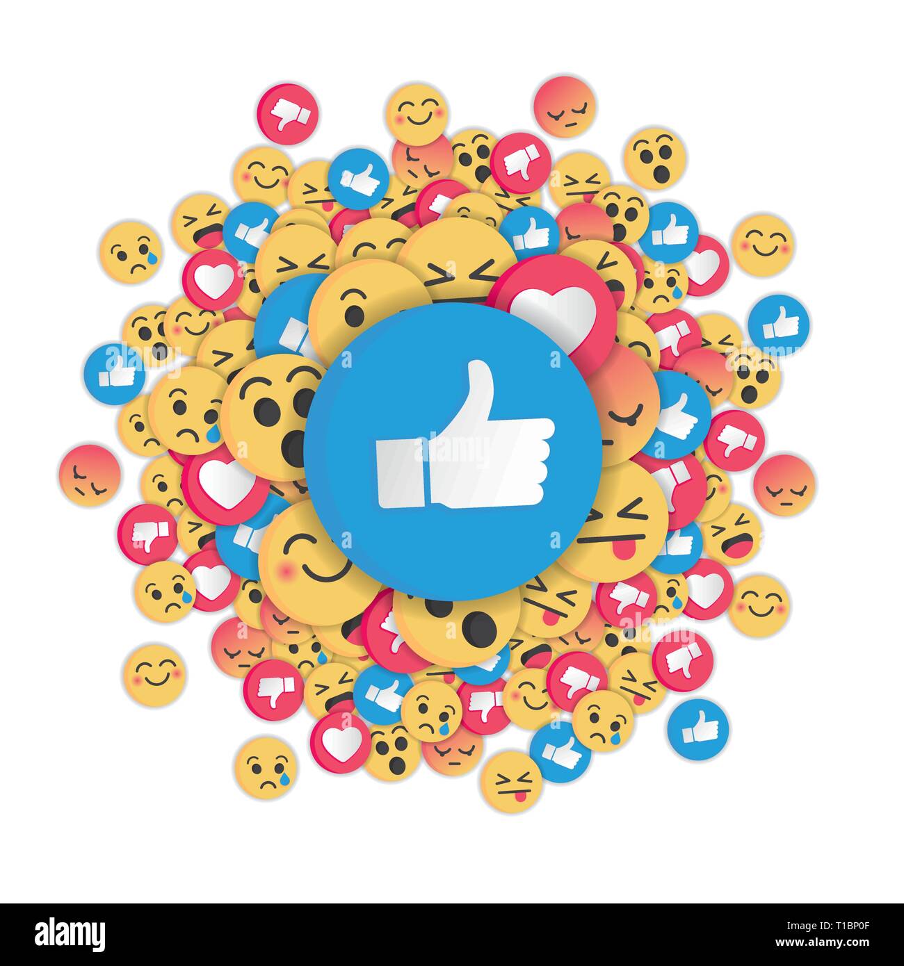Modern emoji design on white background. Social Network emoticons illustration vector. Stock Vector