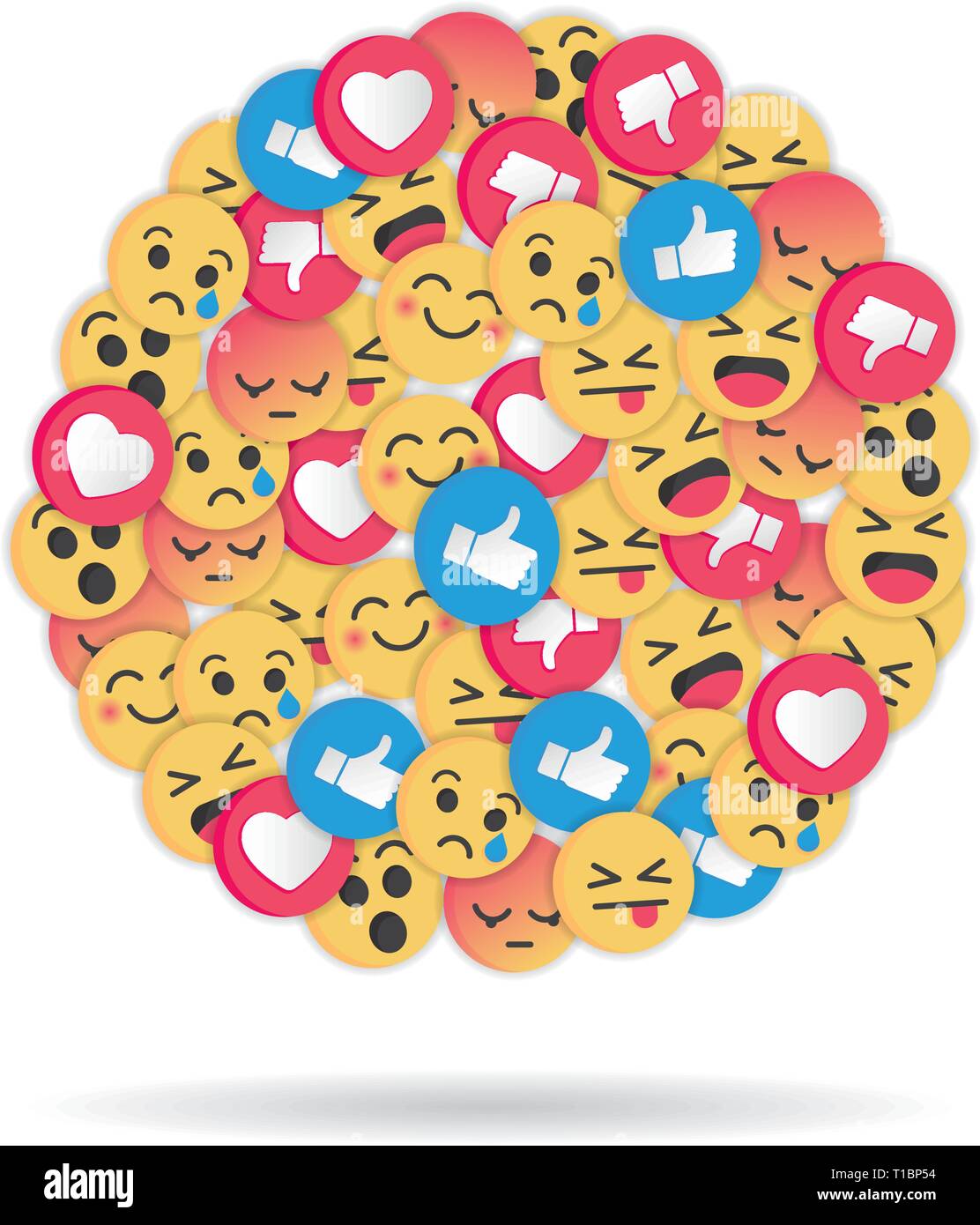 Modern emoji design on white background. Social Network emoticons illustration vector. Stock Vector