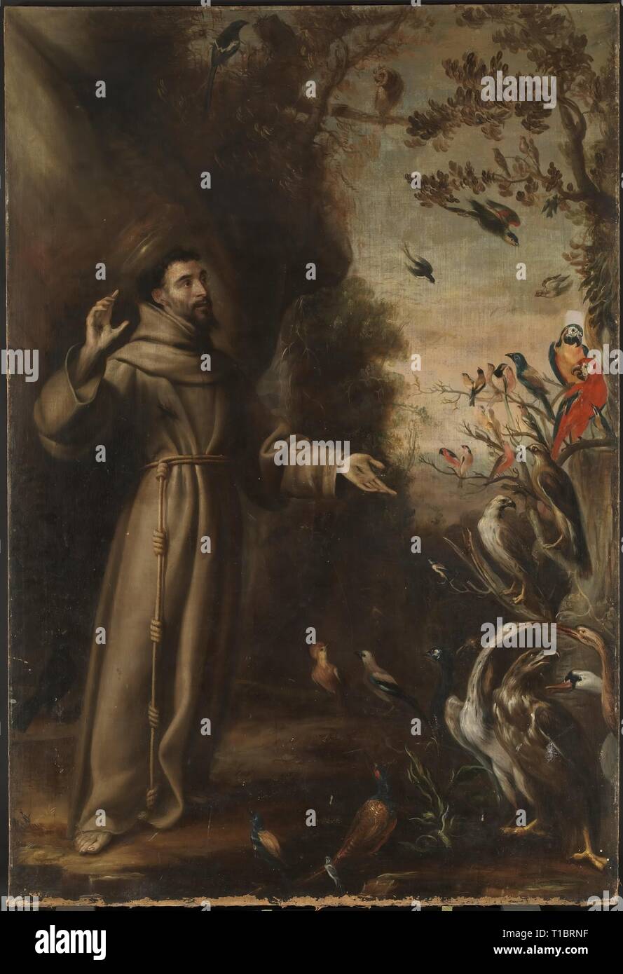 Juan Carreño de Miranda / 'Saint Francis Preaching to the Birds'. Ca. 1646. Oil on canvas. Museum: Museo del Prado, Madrid, España. Stock Photo