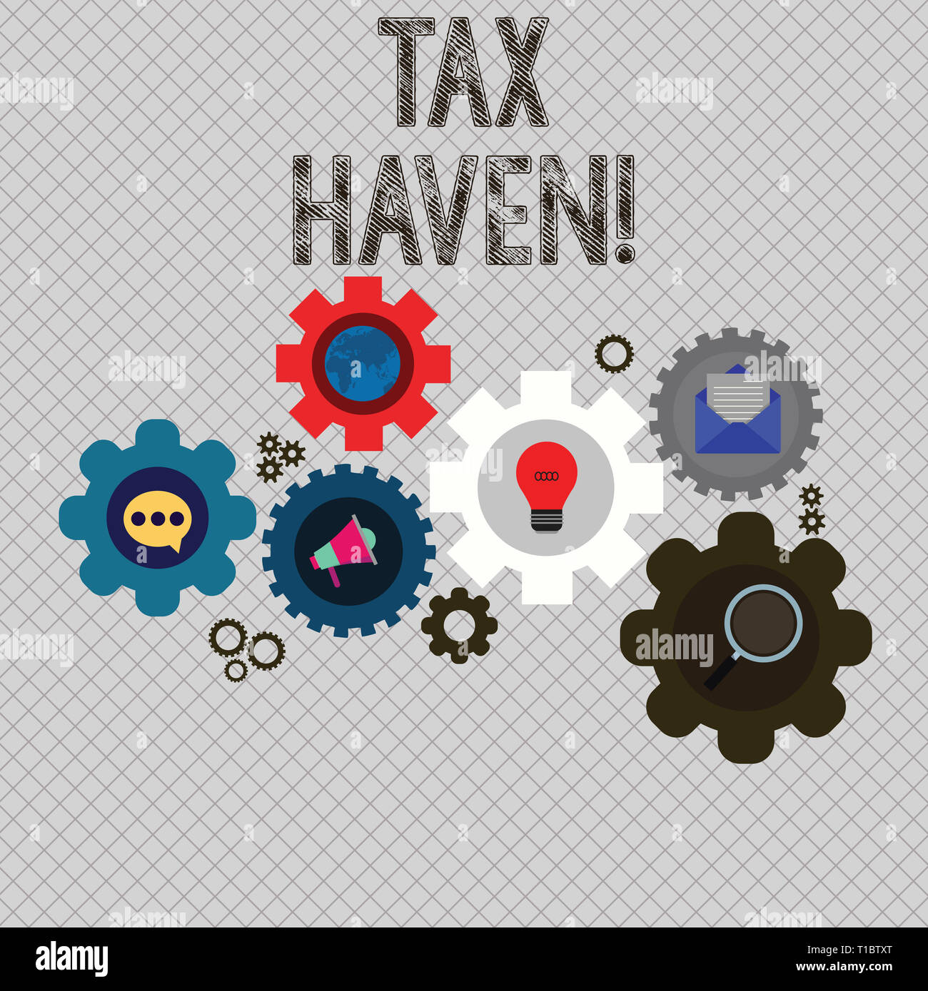 Writing note showing Tax Haven. Business concept for country or independent area where taxes are levied at low rate Set of Global Online Social Networ Stock Photo