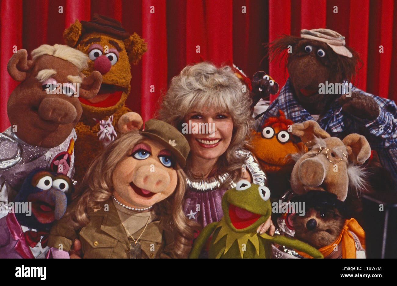The Muppet Show, Fernsehserie, USA/Großbritannien 1976 - 1981, Comedyshow mit den Puppen Miss Piggy, Kermit, Fozzy Bär, Scooter, Gonzo und Gaststar Candice Bergen Stock Photo