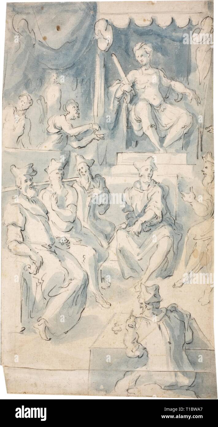 Anonymous / 'Military ruler seated on a throne, listening to the pleas ...