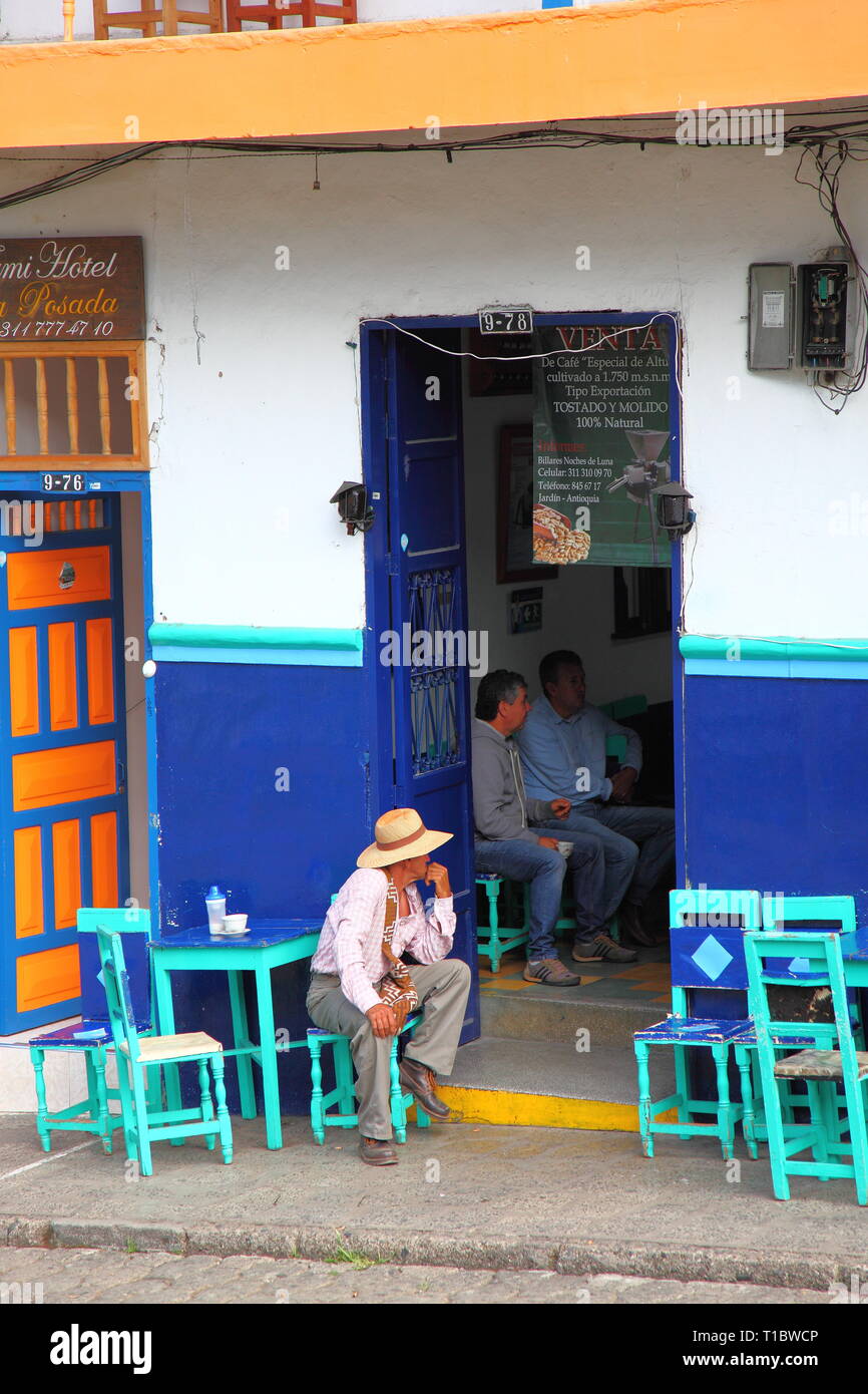 https www alamy com brightly painted bar in the 19thcentury colonial town of jardin in antioquia district of colombia image241821238 html