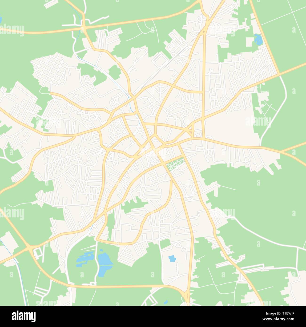 Printable map of Bijeljina, Bosnia and Herzegovina with main and ...