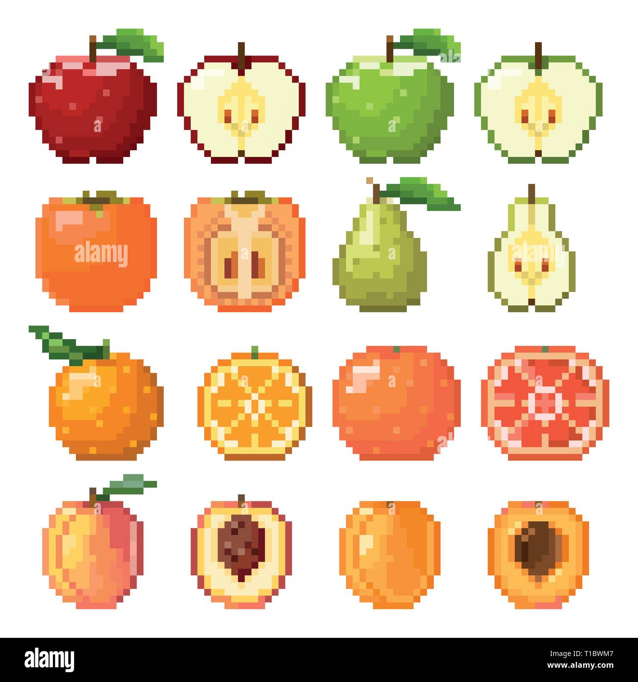 Pixel art watermelon icon, 32X32 vector illustration on a white