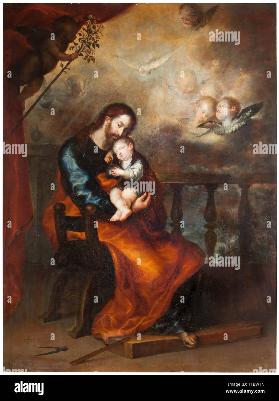 Francisco Camilo / 'Saint Joseph with the Christ Child Sleeping in his Arms'. 1652. Oil on canvas. Museum: Museo del Prado, Madrid, España. Stock Photo