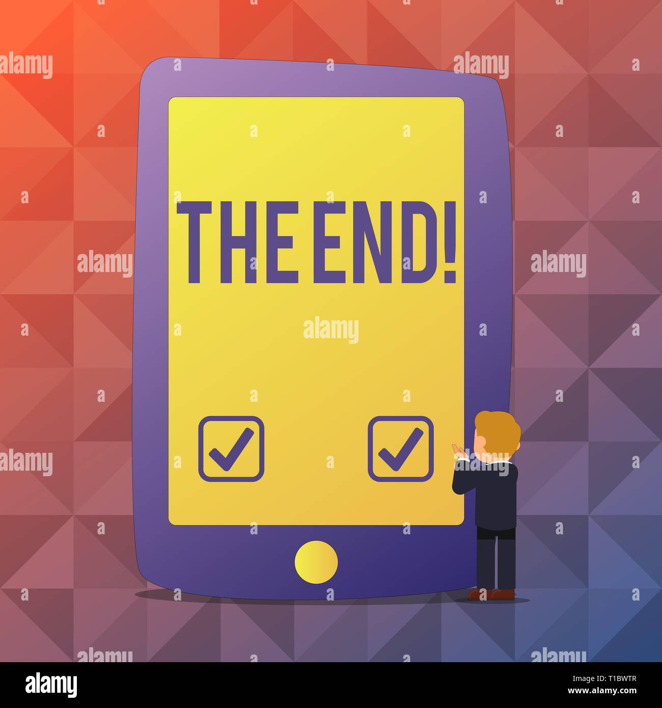 Word writing text The End. Business photo showcasing final part of