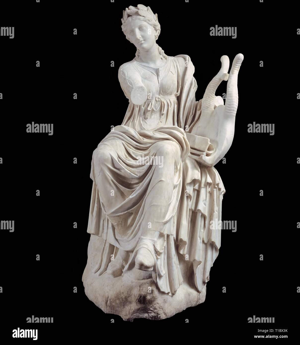 Anonymous / 'The Muse Terpsichore'. 130 - 150. White marble. Museum: Museo del Prado, Madrid, España. Stock Photo
