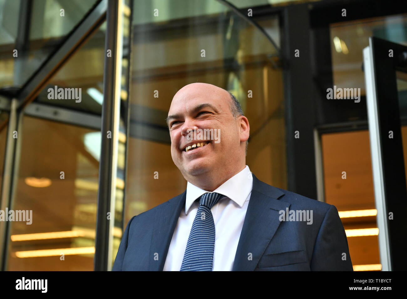 Mike Lynch leaves the Rolls Building in London following the civil case over his £8.4 billion sale of his software firm Autonomy to Hewlett-Packard in 2011. Stock Photo