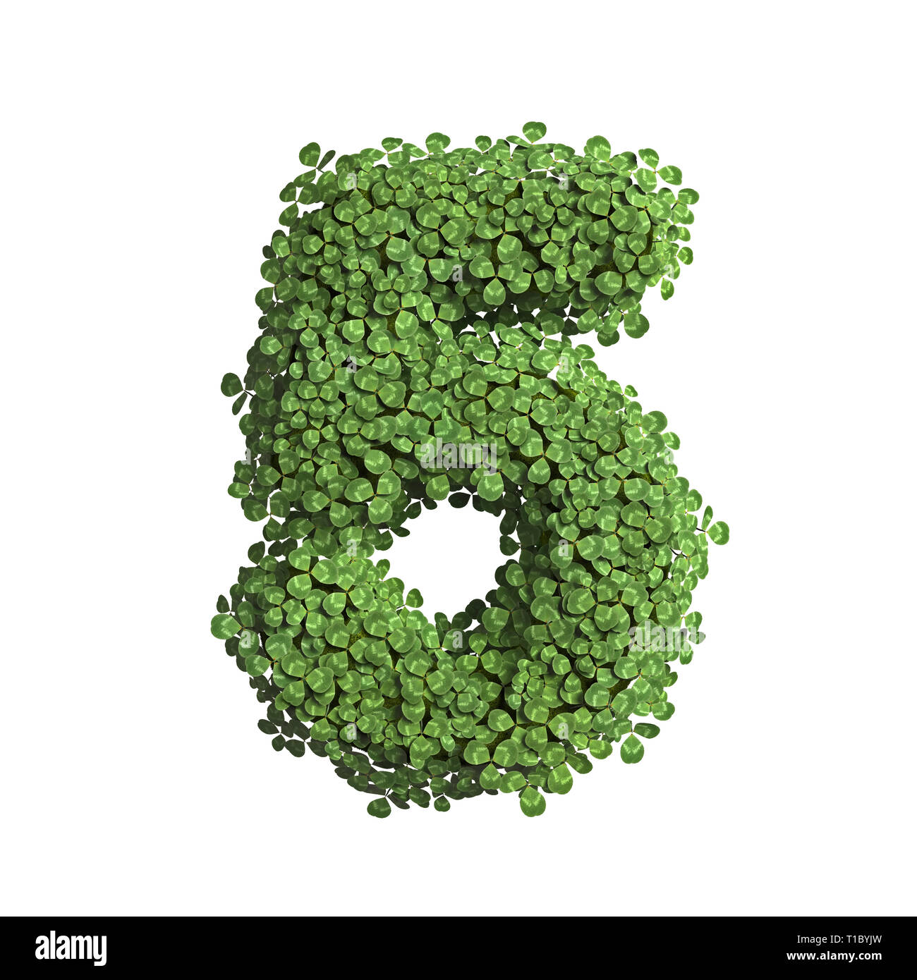 clover number 5 - 3d spring digit isolated on white background. This ...