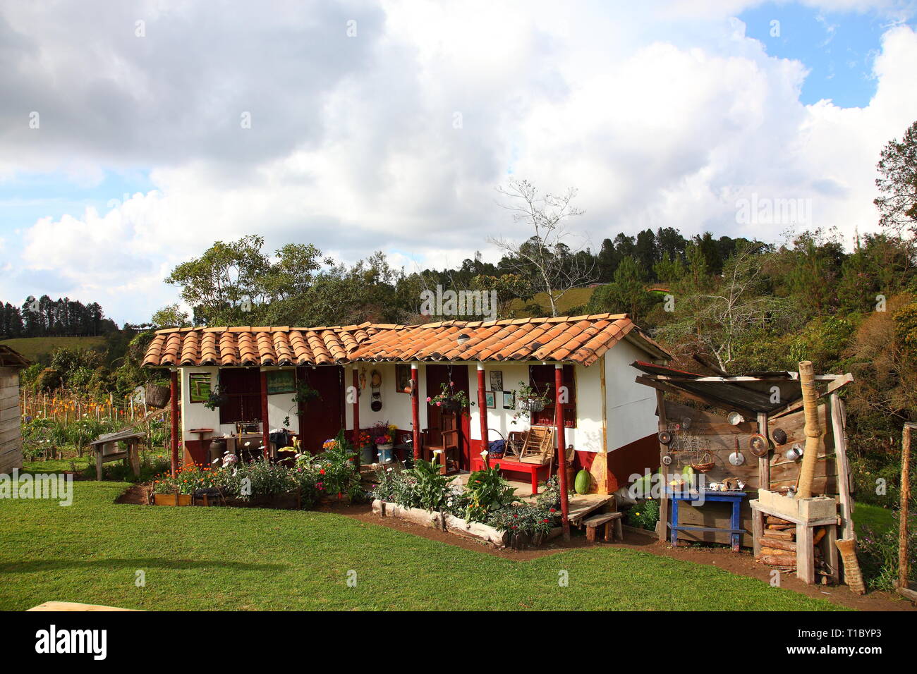 Farmhouse in centre of Flower farm at Santa Elena near Medellin in