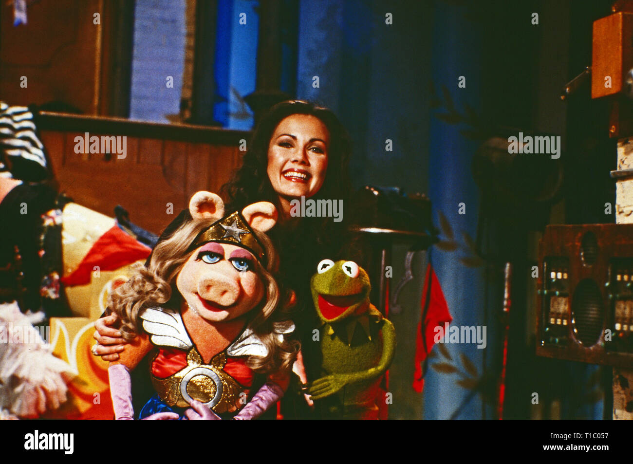 The Muppet Show, Fernsehserie, USA/Großbritannien 1976 - 1981, Comedyshow mit den Puppen Miss Piggy, Kermit und Gaststar Lynda Carter. Stock Photo