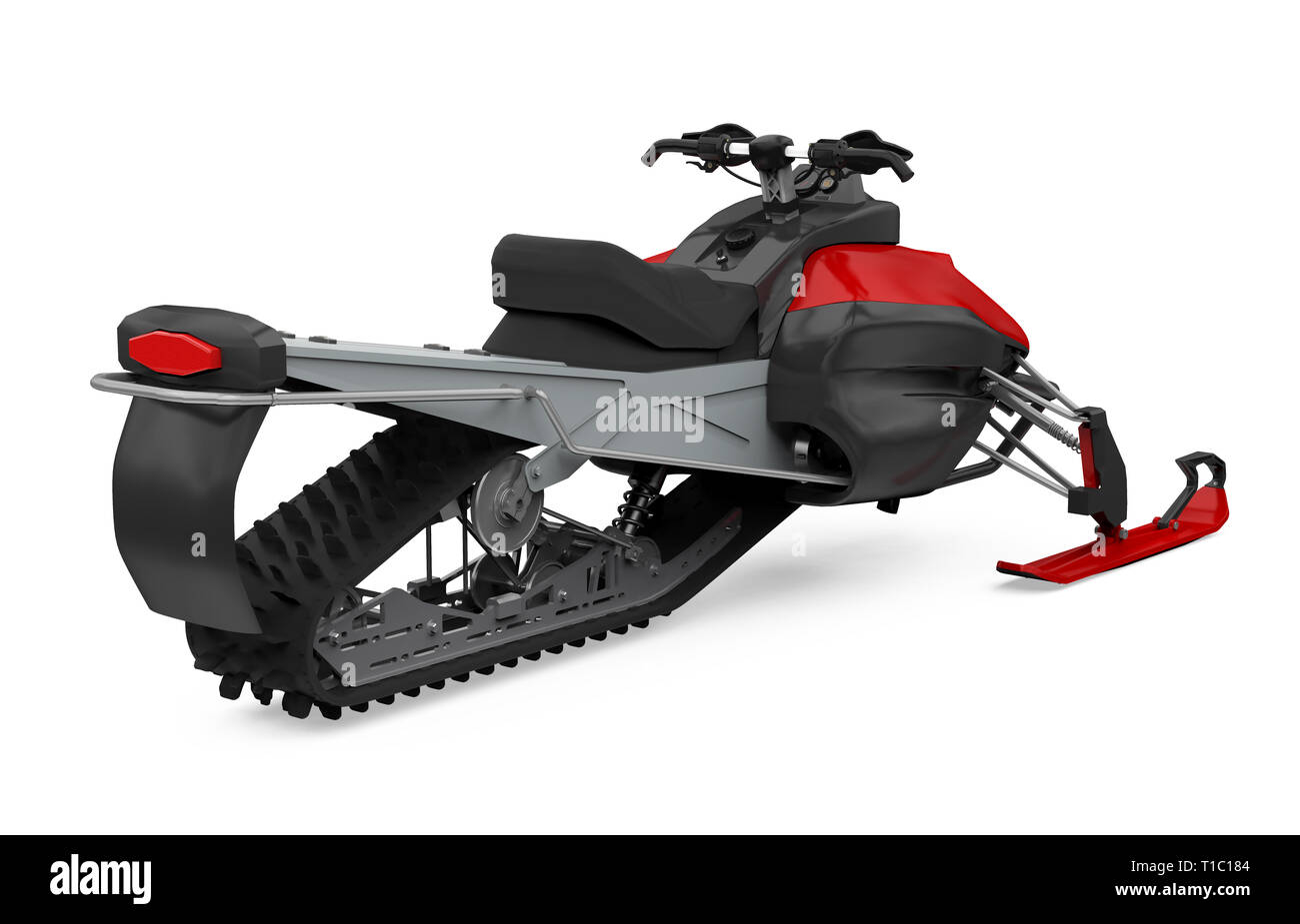 Red Snowmobile Isolated Stock Photo Alamy