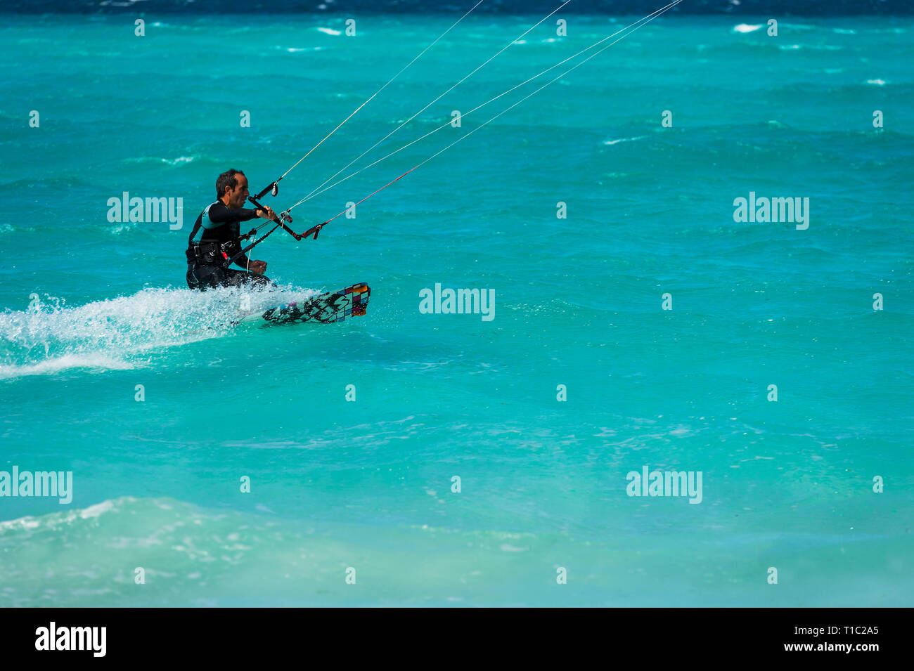 Kite surfin in Isla mujeres, Mexico Stock Photo