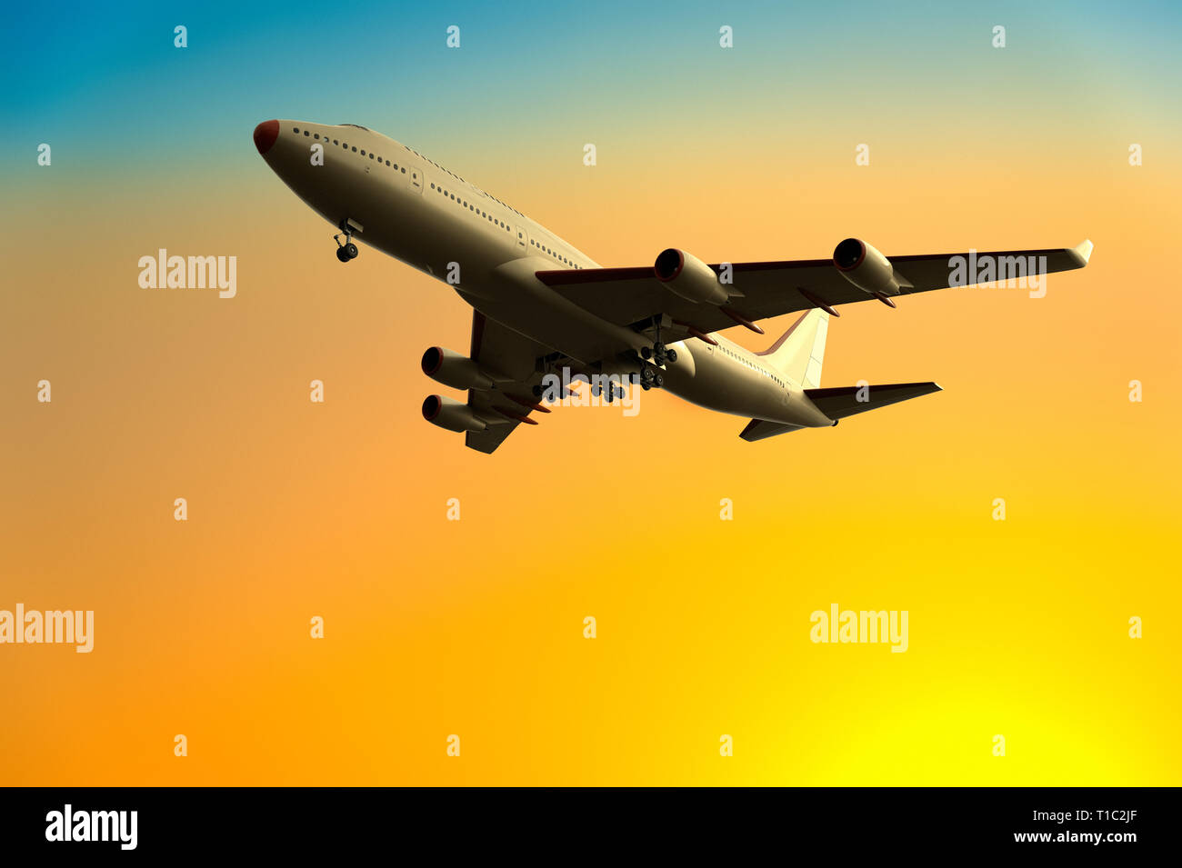 3D rendering of an airplane take off / landing Stock Photo