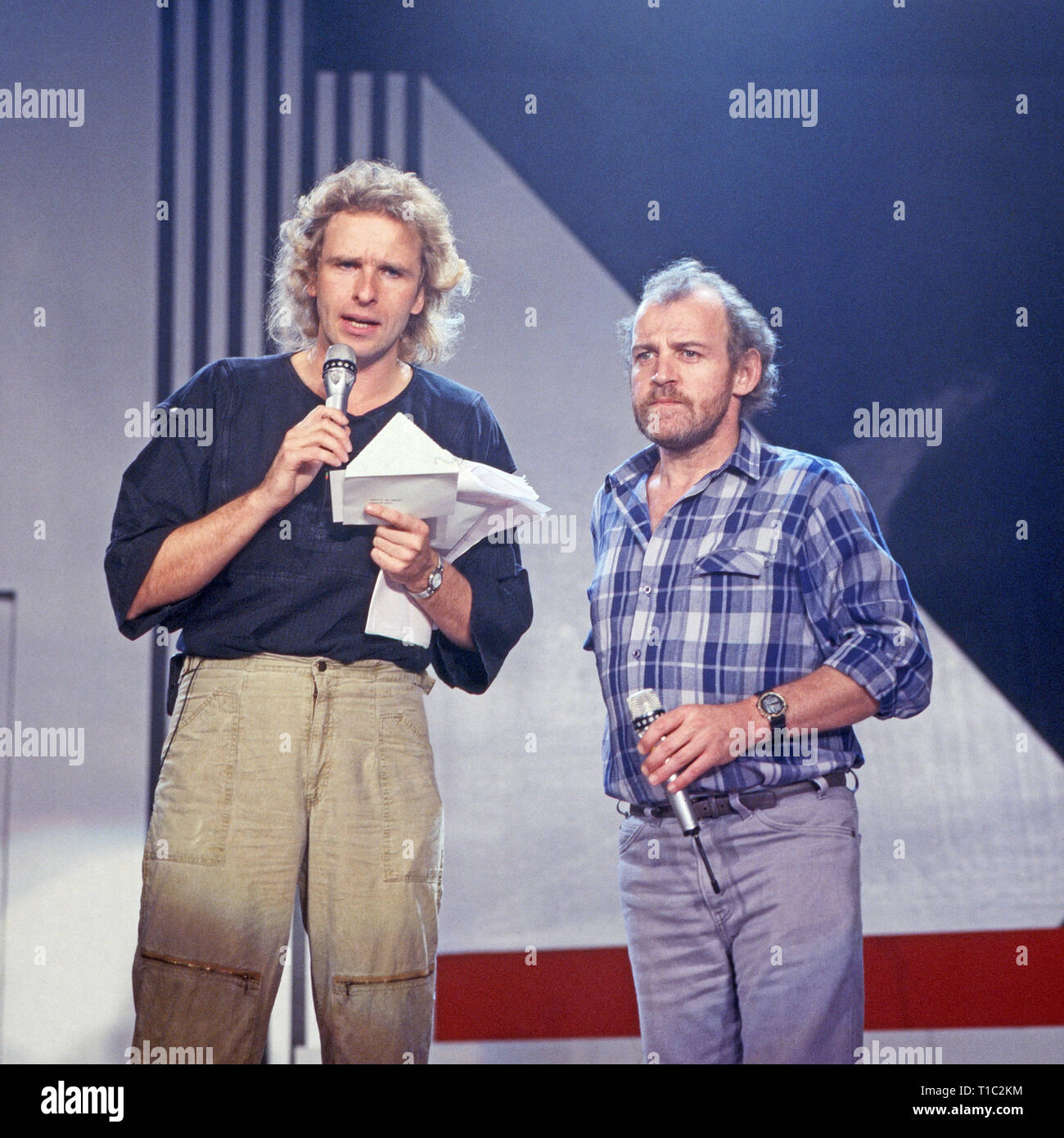 Na siehste!, Talk- und Unterhaltungsshow, Deutschland 1987 - 1989, Moderator Thomas Gottschalk (links) mit Gaststar Joe Cocker Stock Photo