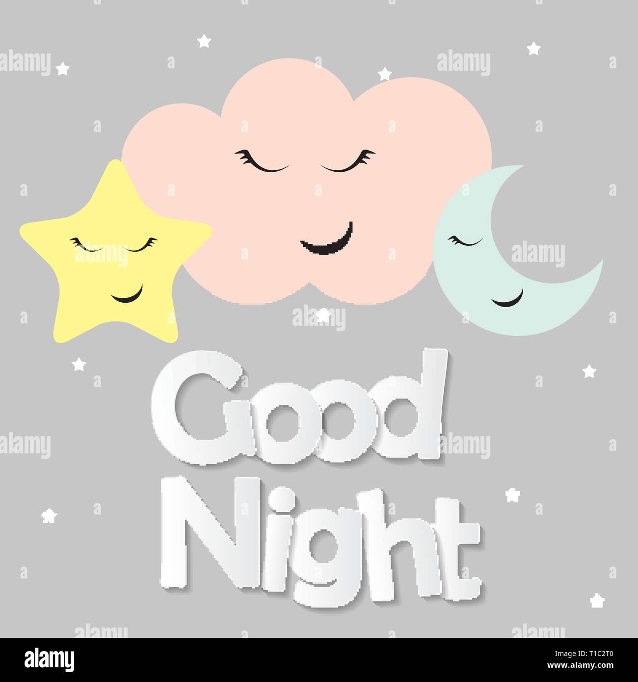 Cute Good Night kids Background Vector Illustration EPS10 Stock Vector ...