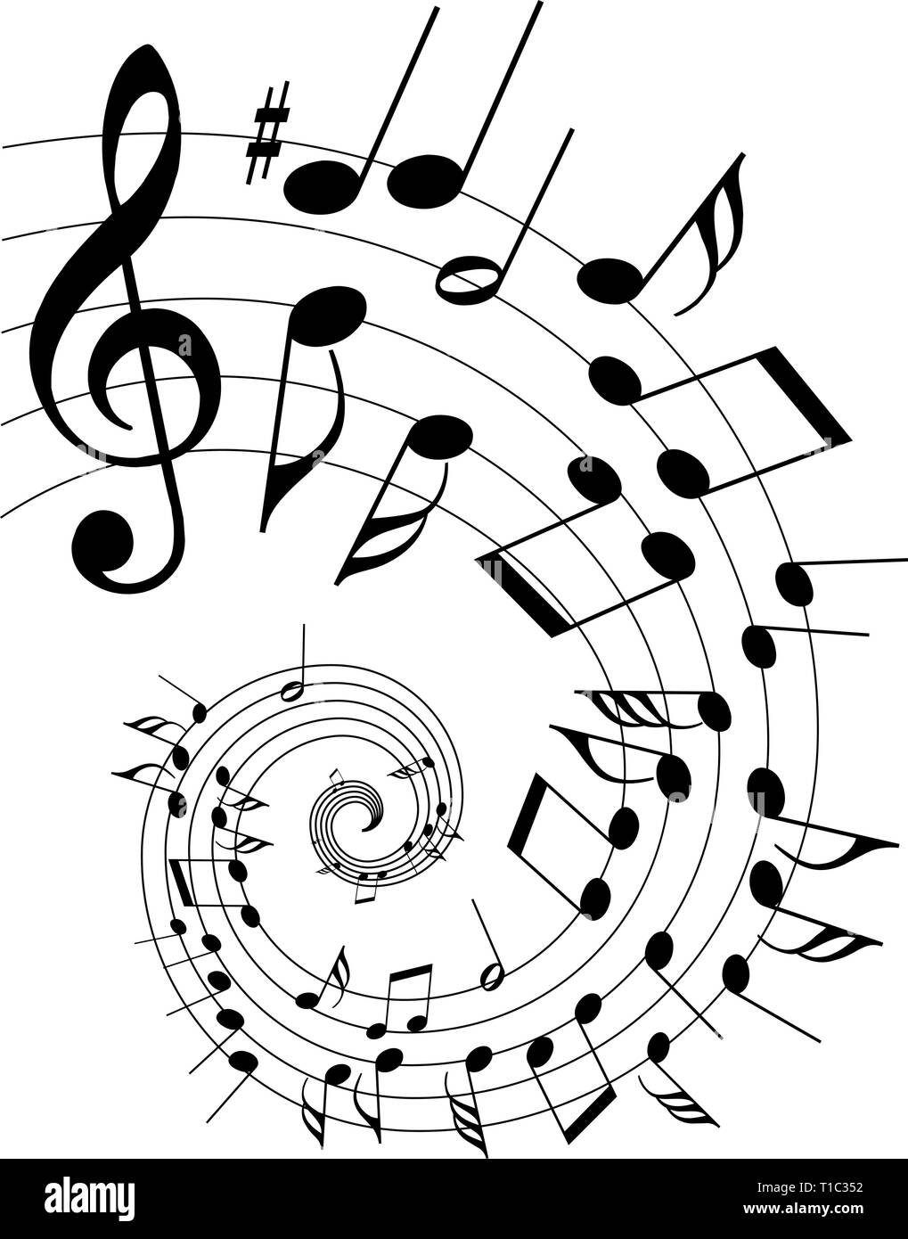 Music theme - spiral with various tones Stock Vector Image & Art - Alamy