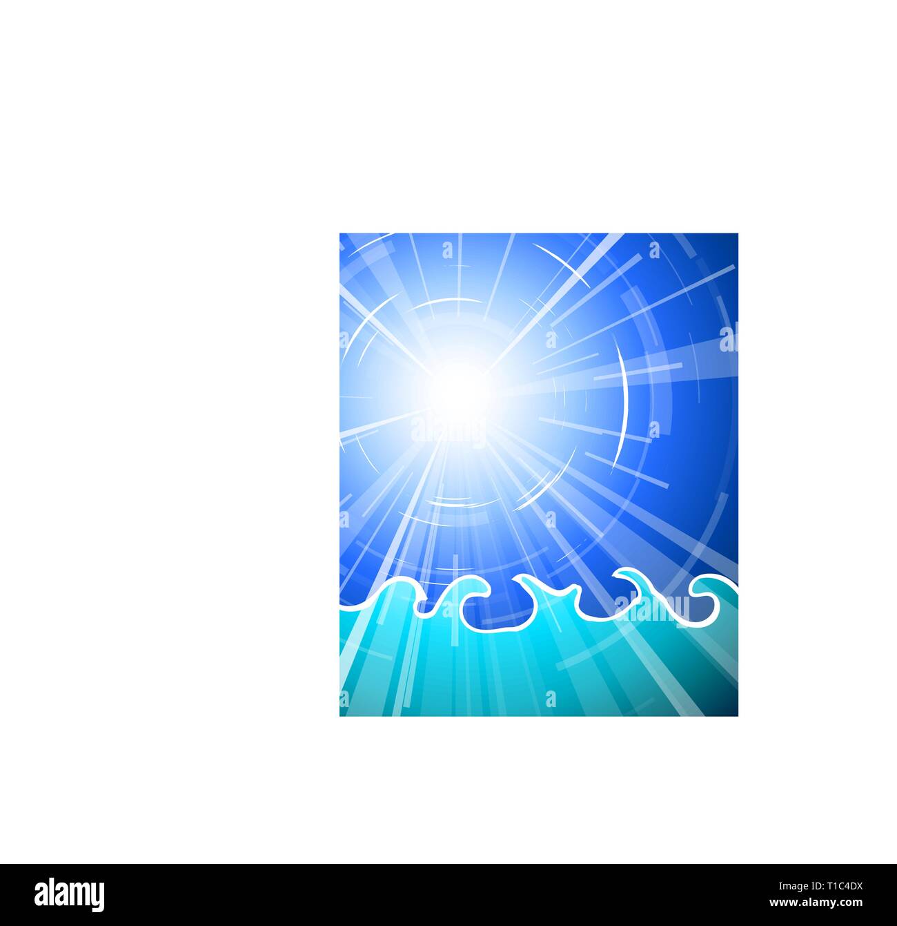 summer sun above the ocean - vector illustration Stock Vector Image ...